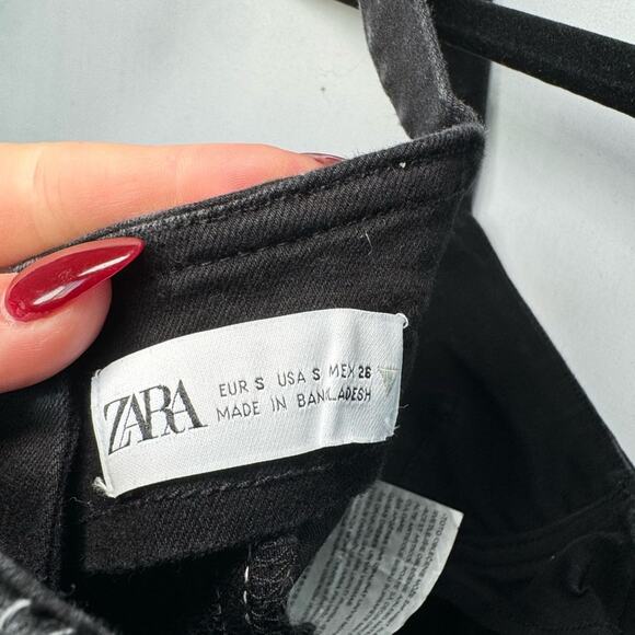 Zara Black Denim Corset Cotton Blend Size Small - Picture 8 of 10